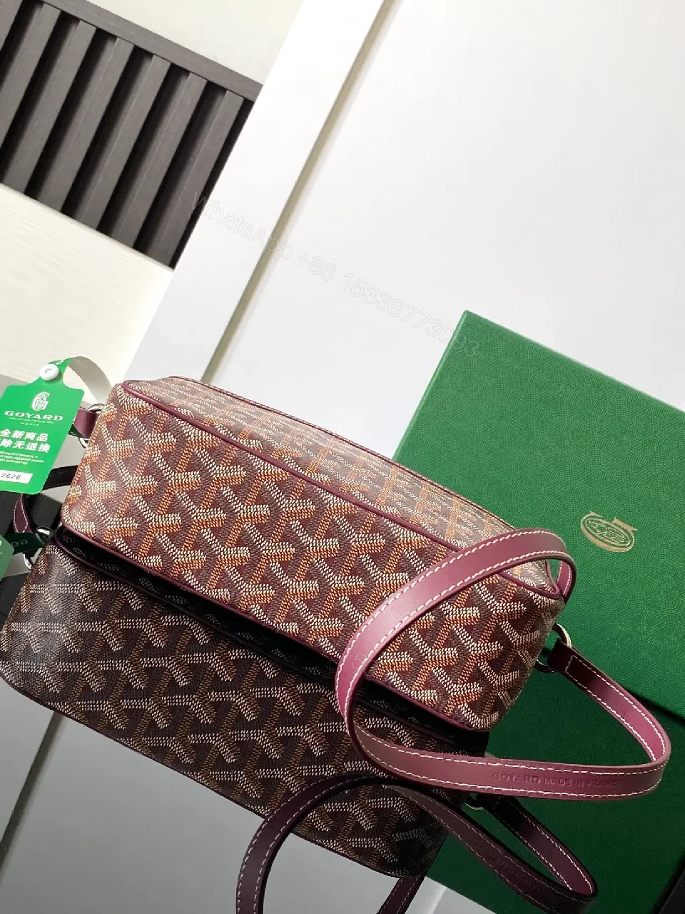 View 5 of Burgundy Monogram Crossbody: Structured, Luxe, Compact