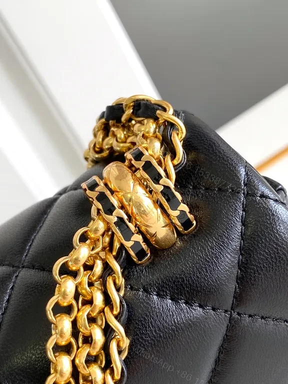 View 3 of Chic Quilted Black Flap Bag with Gold Chain - Luxury Shoulder Bag