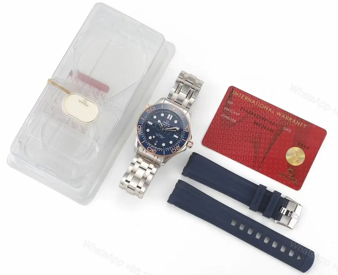 View 9 of Omega Seamaster Planet Ocean 300m Co-Axial Master Chronometer 42mm Diver’s Watch Stainless Steel with Rose Gold Accents Blue Ceramic Bezel and Blue Dial