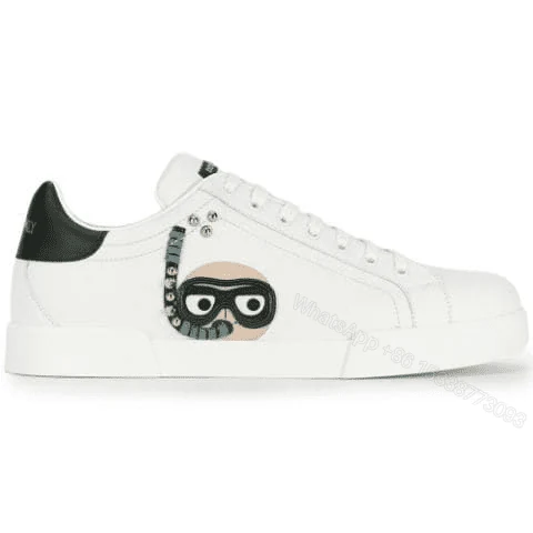 DOLCE & GABBANA CALFSKIN PORTOFINO SNEAKERS WITH PATCHES OF THE DESIGNERS – DG2 — view 1