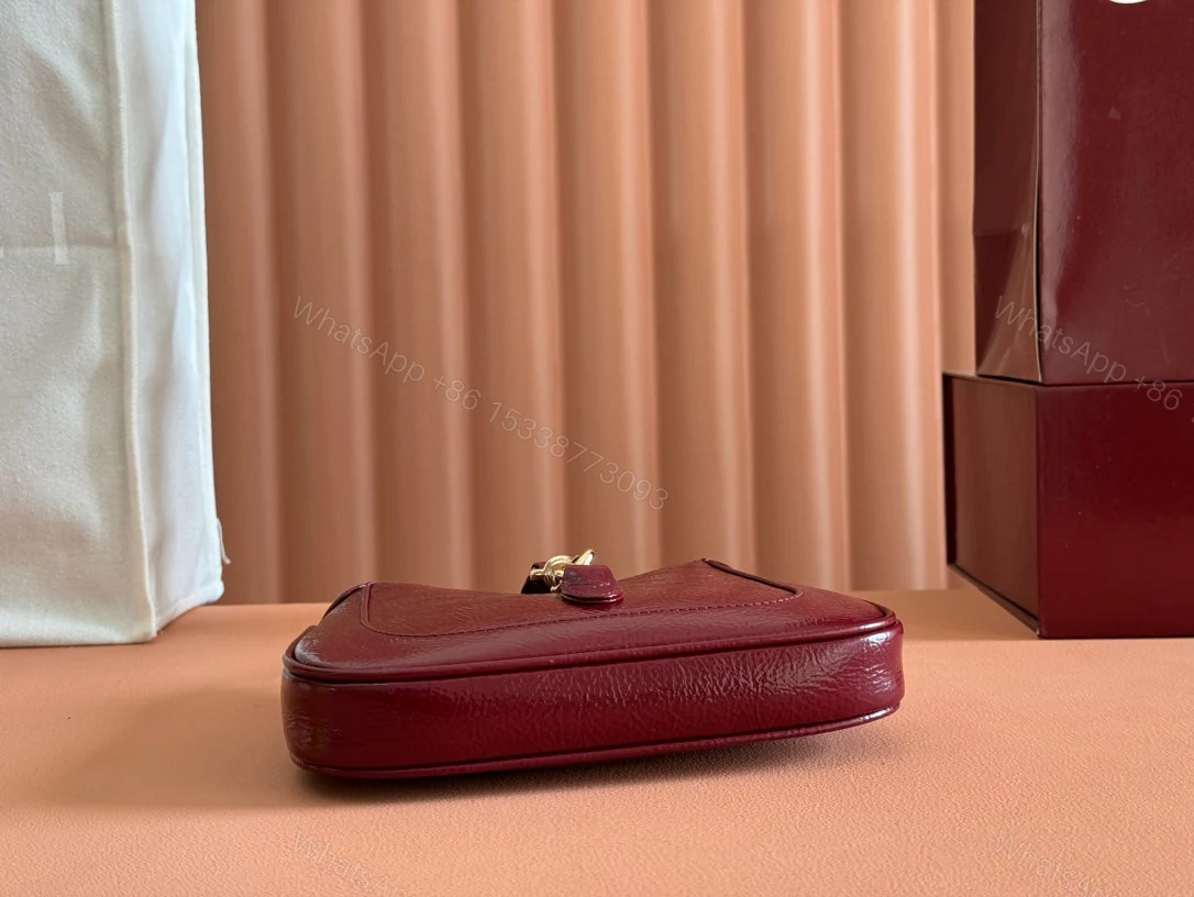 View 8 of JACKIE NOTTE MINI BAG 19 IN RED WINE CRACKED LACQUER CALFSKIN GOLD HARDWARE