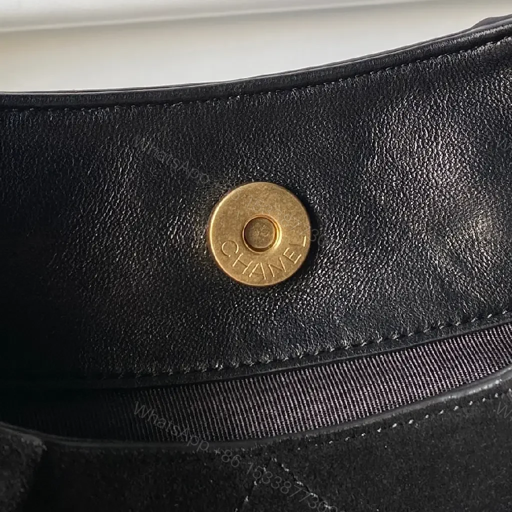 View 6 of Quilted Black Leather Bag with Gold Chain – Luxe Handbag