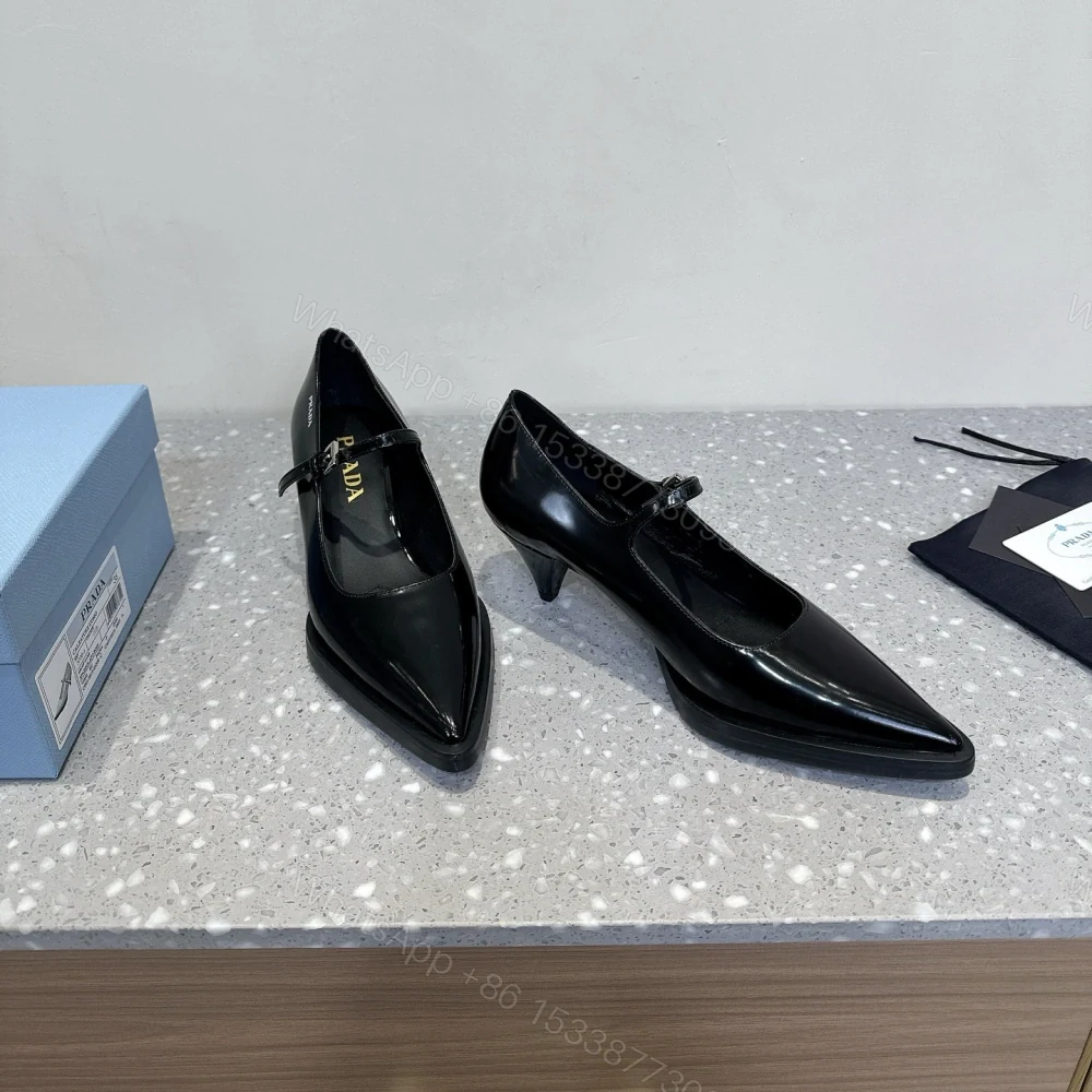 View 6 of 高仿Prada*1I751N尖頭錐形跟高踭鞋5.5CM黑色免檢版