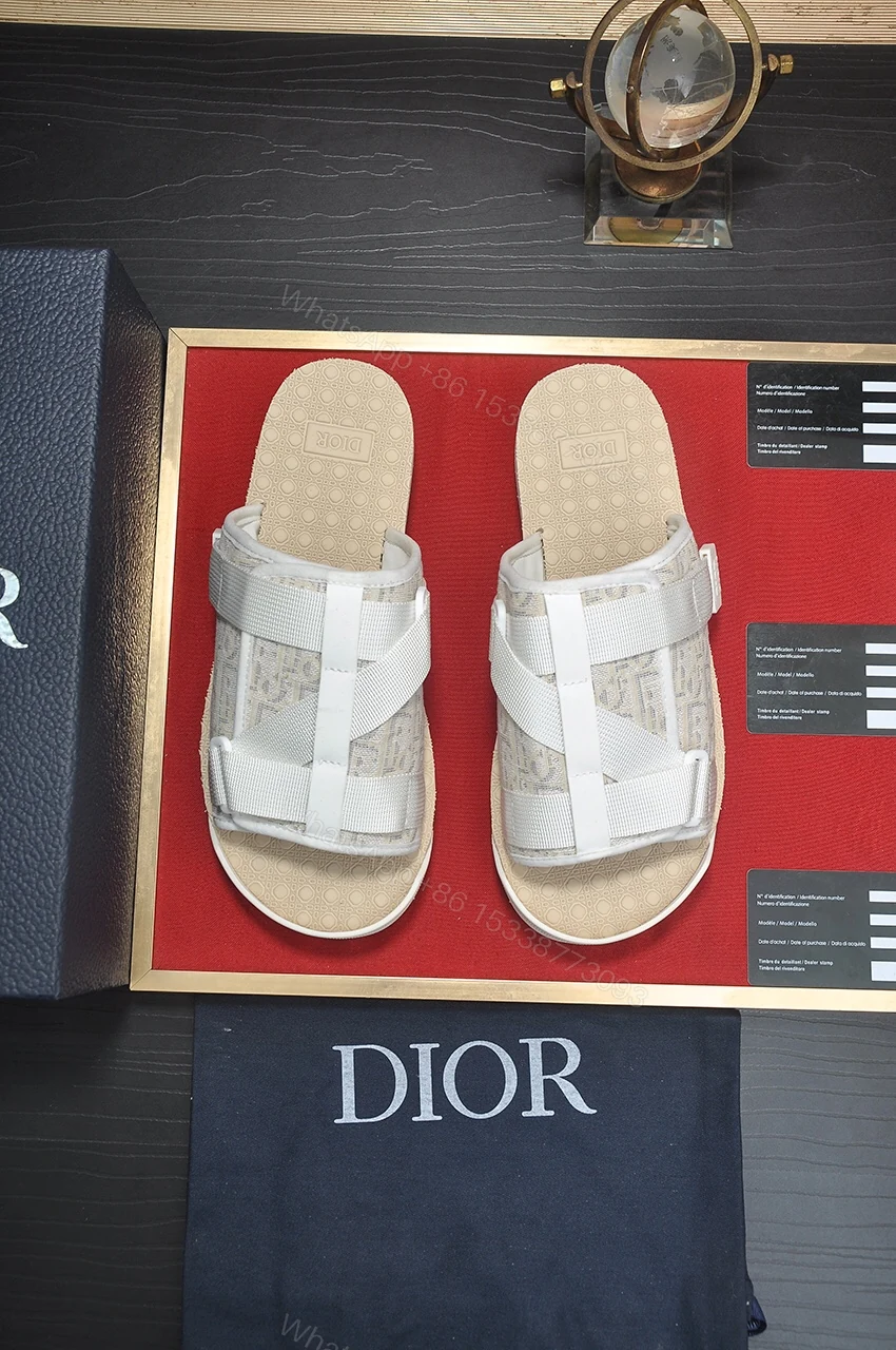 Dior 迪奧 高仿男士涼拖 Oblique交叉綁帶設計米白百搭休閒沙灘拖 — view 1