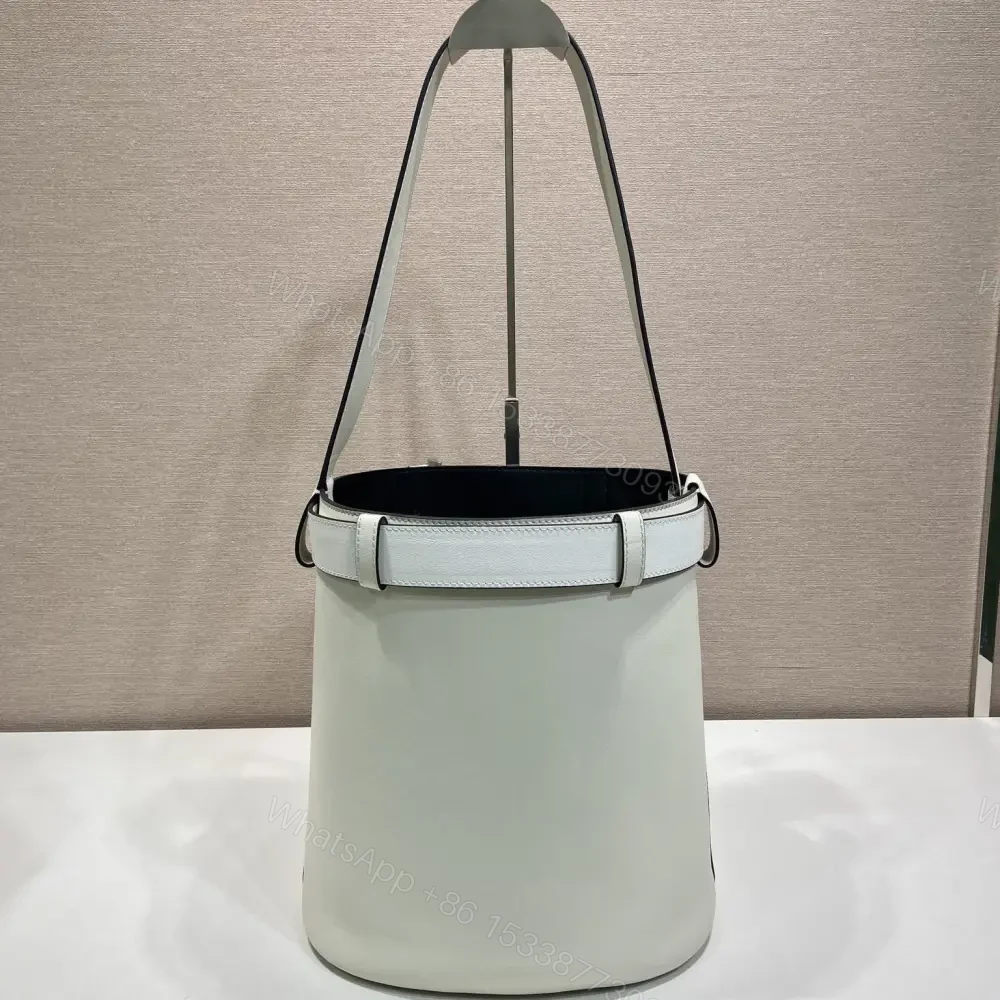 View 2 of 高仿Prada*Buckle系列1BE085小牛皮水桶包白色免檢版