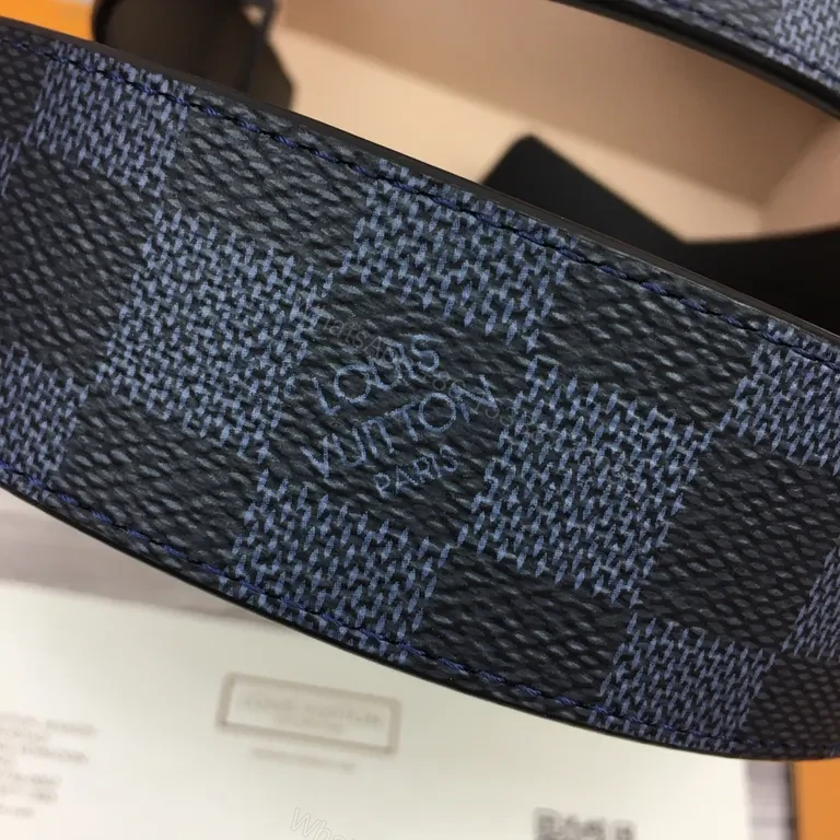 View 5 of Damier Graphite Belt: Luxury Palladium LV Buckle, 3cm