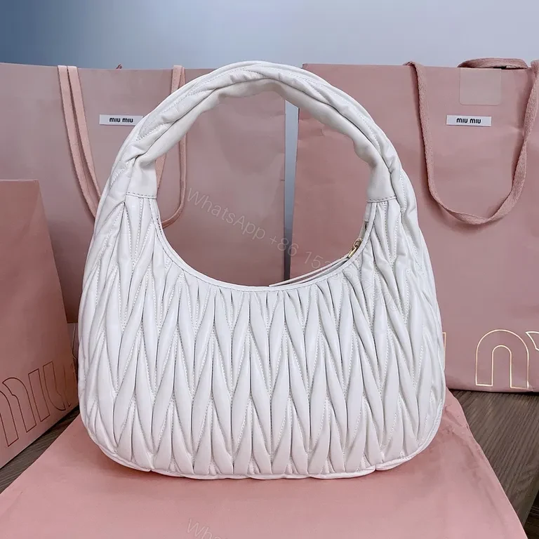 View 5 of Quilted White Leather Bag â€” Top-Handle, Miu Miu-Style Luxury