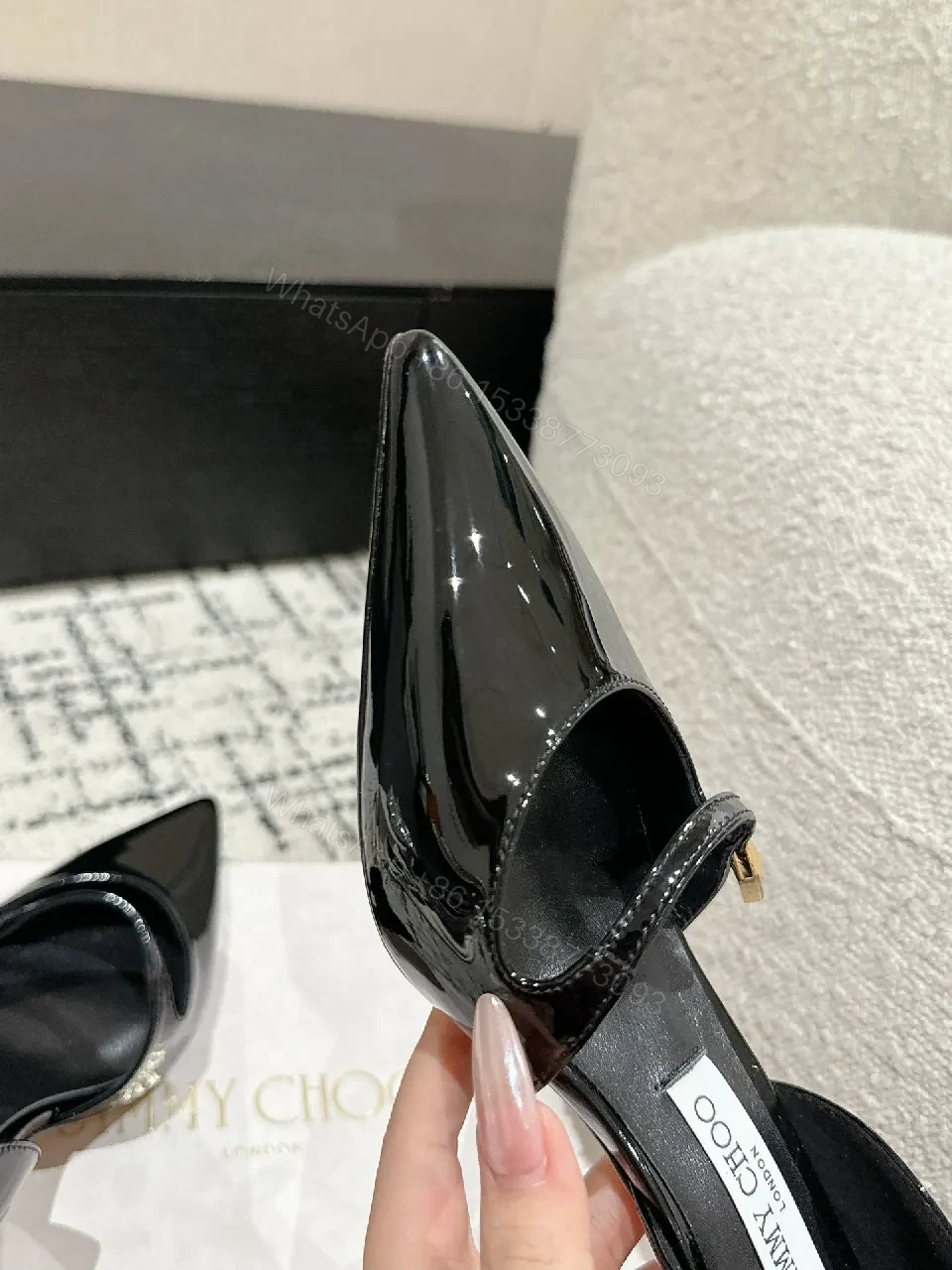 View 2 of Chic Patent Slingback Heel of Fancy Pointed Toe