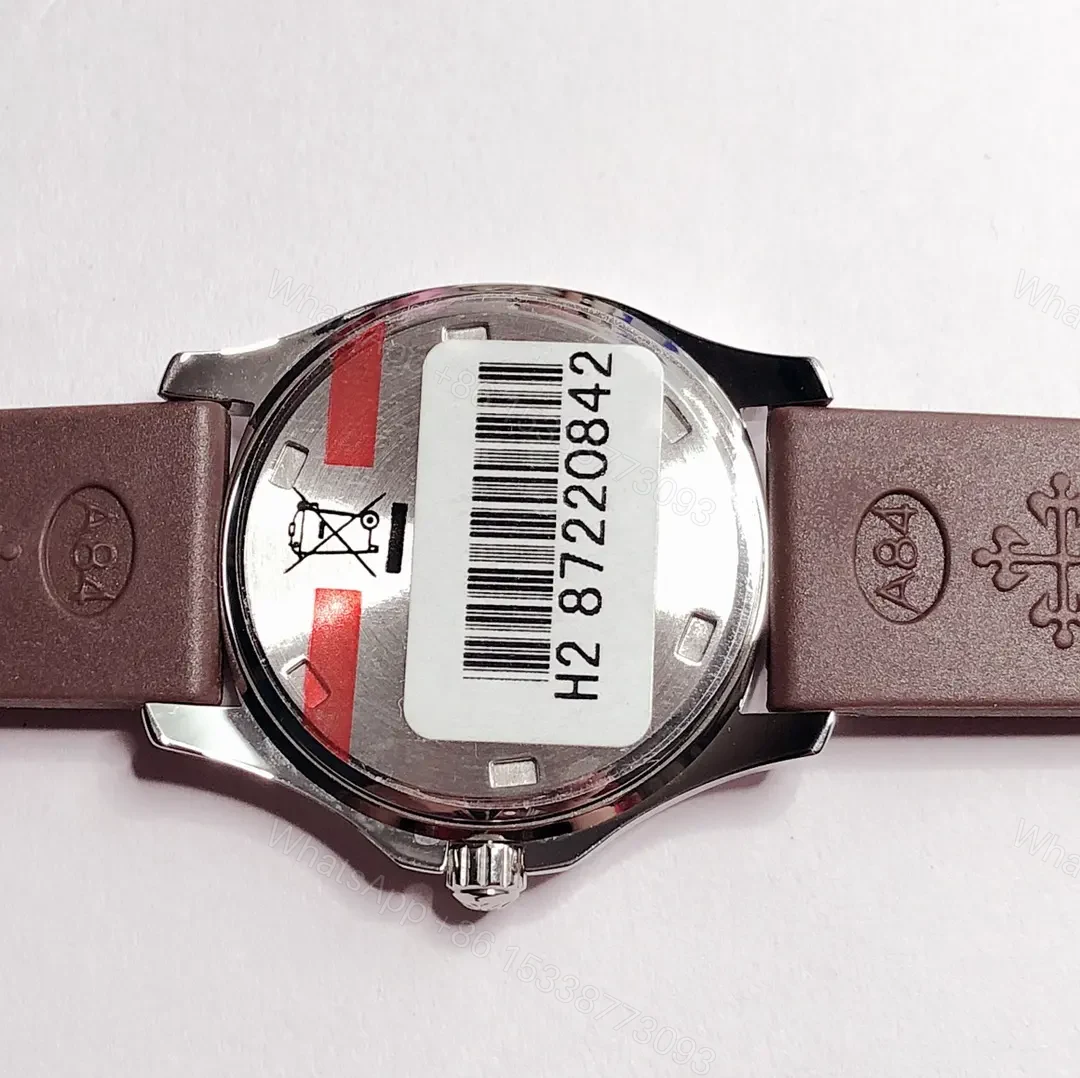 View 6 of Patek Philippe Aquanaut Series Rose Gold Mechanical Women’s Watch with Swarovski Crystals and Brown Rubber Strap