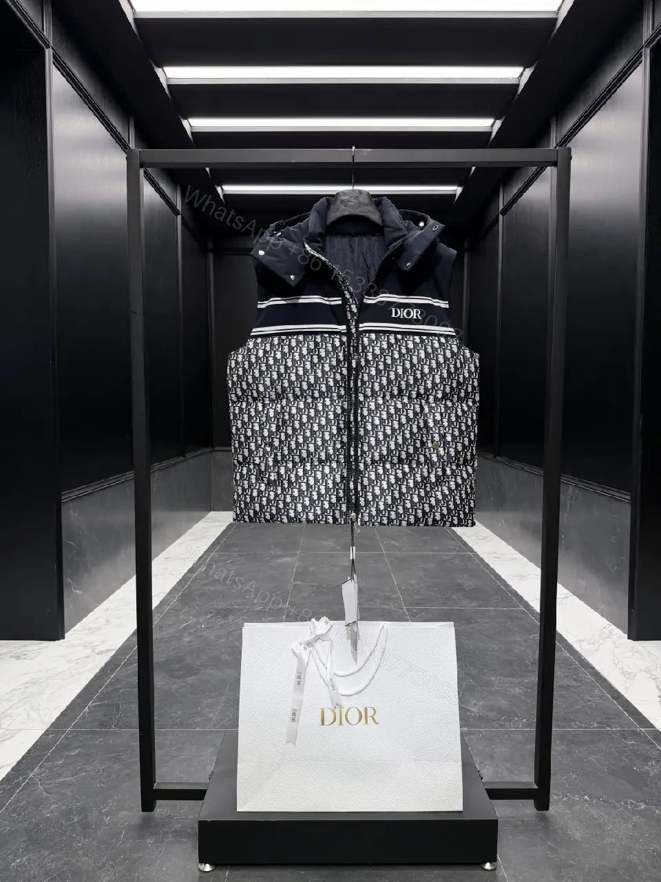 View 6 of Bold Monogram Puffer Jacket: Luxe Graphic Warmth, 2-Tone Panel