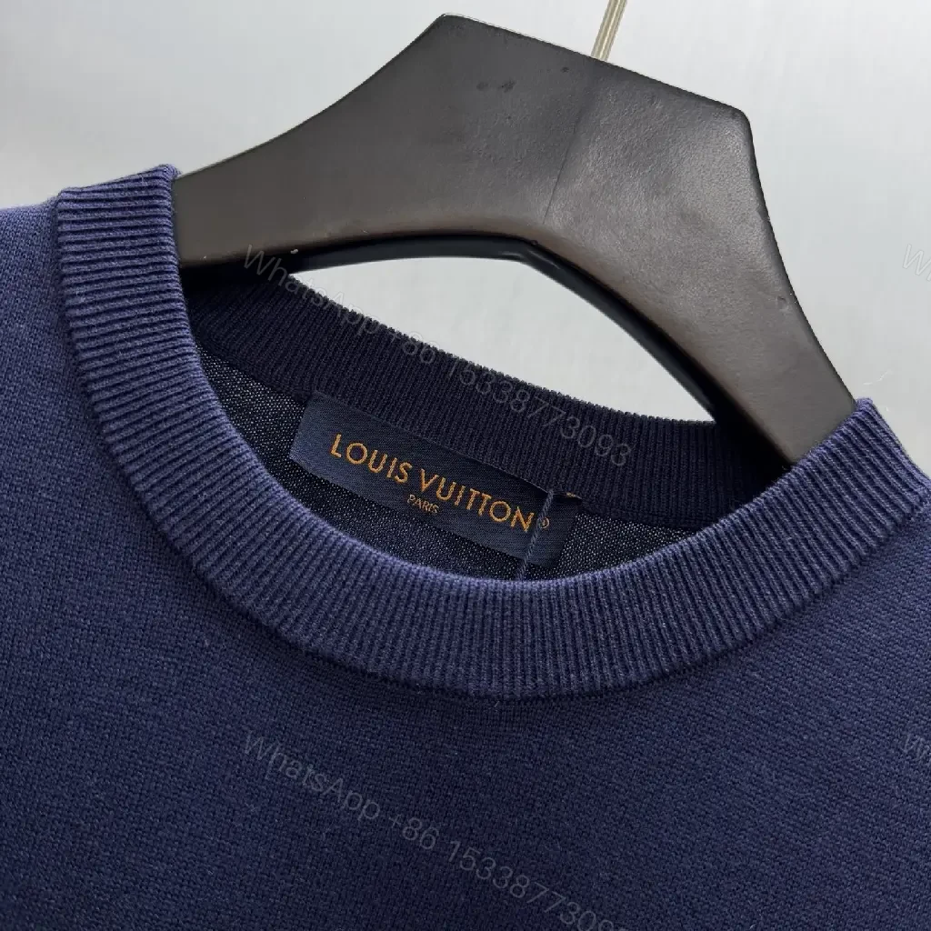 View 3 of Dark Navy Velvet-Lined Essential Tee with Gold Crest Emblem