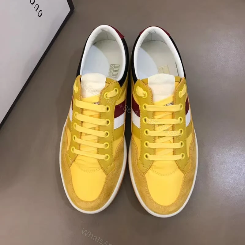 View 2 of GUCCI MEN’S YELLOW LEATHER AND NYLON SNEAKERS – GC63