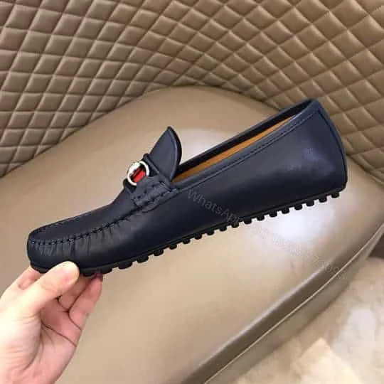 View 3 of GUCCI LEATHER DRIVER WITH WEB NAVY – LDG006