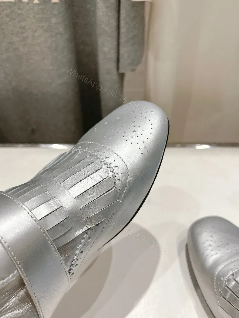 View 8 of Shimmer Fringe Derby Shoes: Metallic Leather, All-Day Comfort