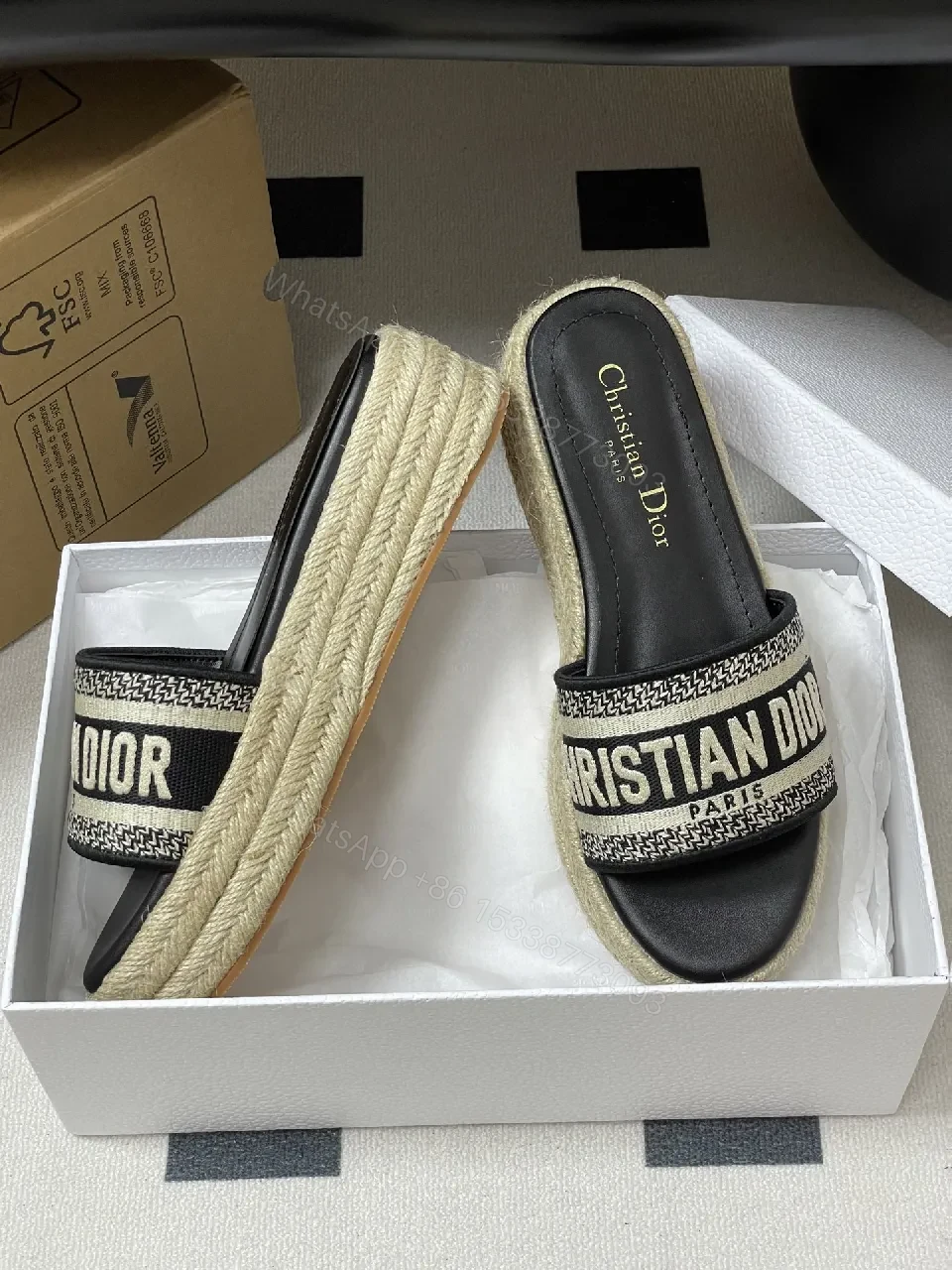 View 8 of Bold Logo-Strap Espadrille Platform Slides
