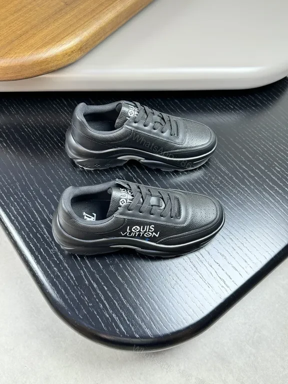 View 3 of Black Leather LVâ€‘Influenced Sneaker: Luxe Comfort Footwear
