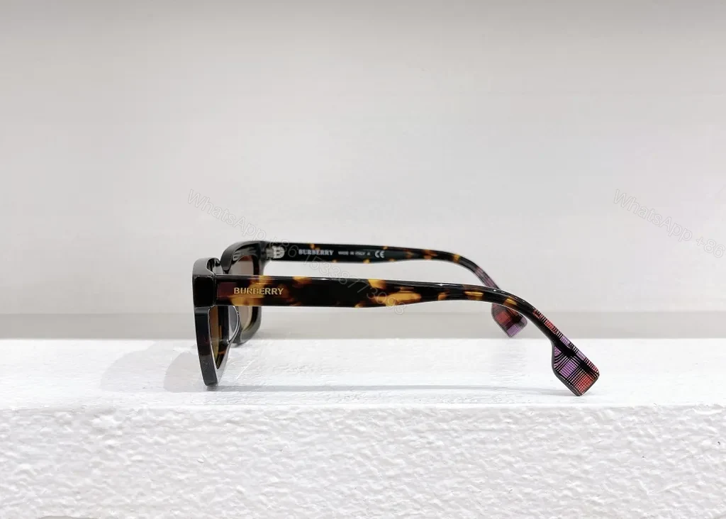 View 8 of Burberry-Inspired Square Sunglasses: Black Acetate, UV400