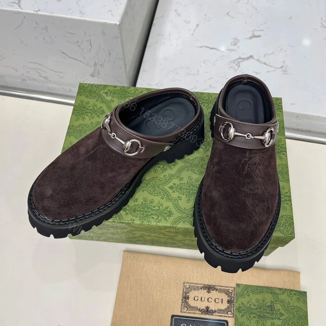 View 3 of GUCCI WOMEN MULE WITH HORSEBIT DARK BROWN 835829 AAE3R 2042