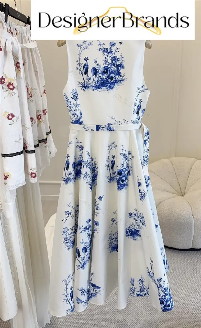 View 4 of Dior Toile de Jouy Floral Garden Mid-Length Belted Dress