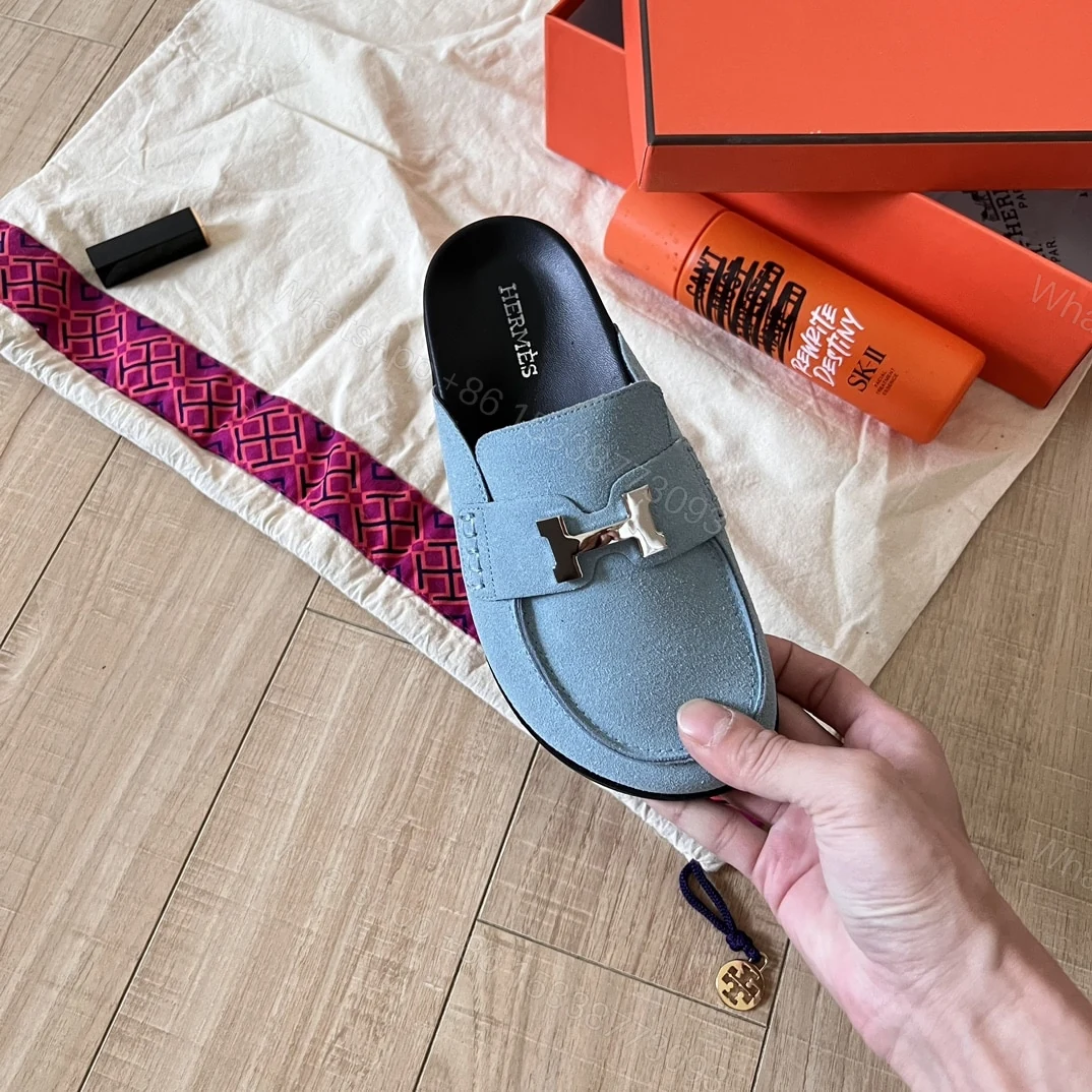 View 5 of HERMÈS GO MULE H SANDAL IN BLUE