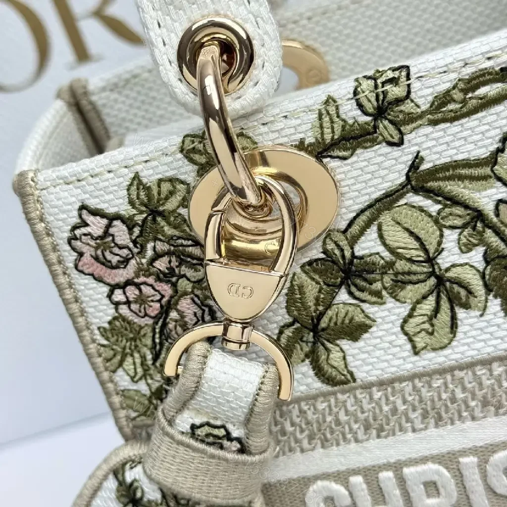 View 7 of Floral Jacquard Tote with Monogram & Gold Hardware Bag