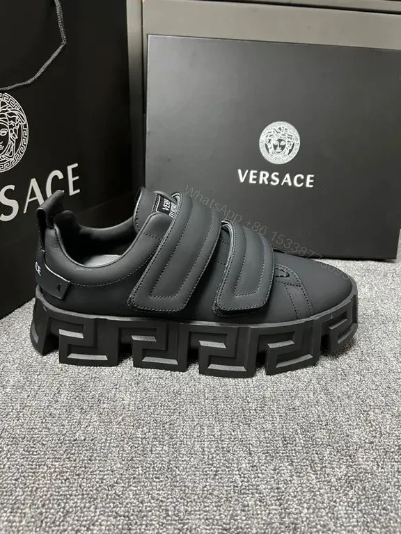 View 6 of Versace Black Calf Leather High-Tops with Dual Velcro Straps