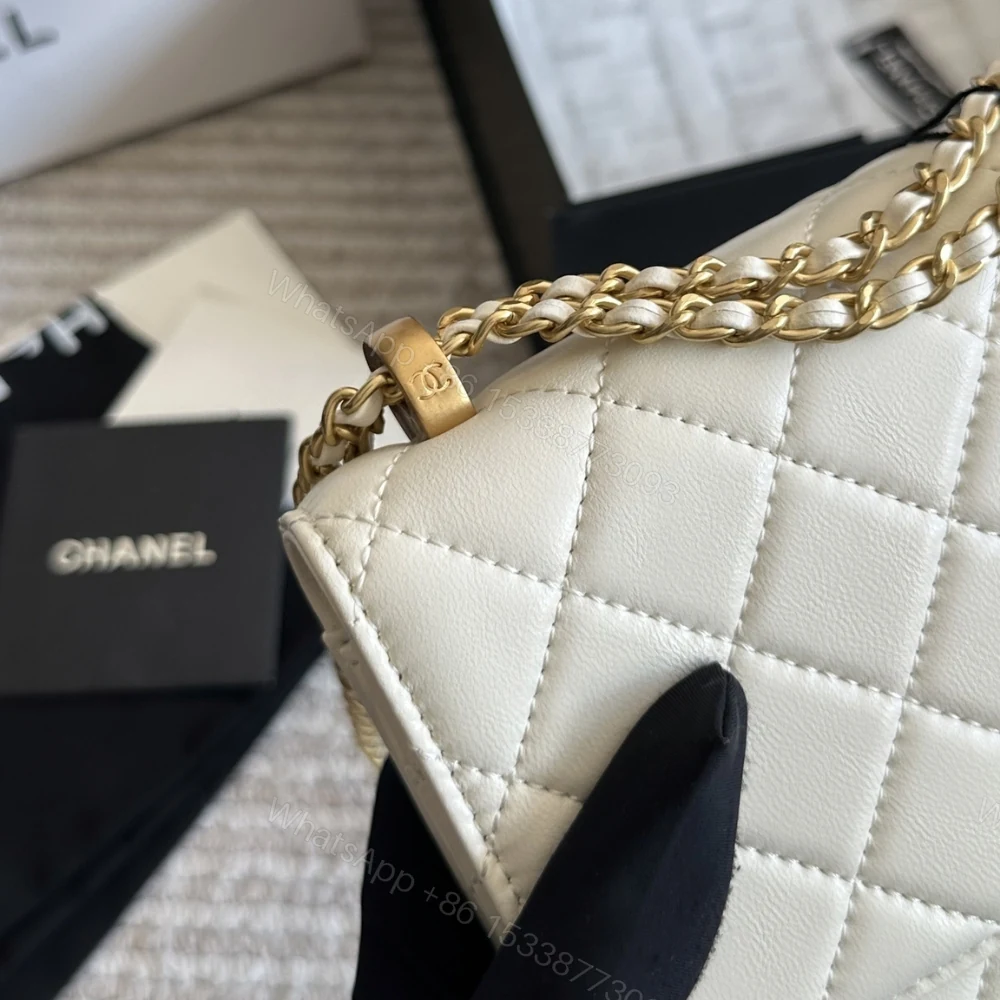 View 7 of Chanel Mini Single Flap Bag Gold Hardware White 19Cm