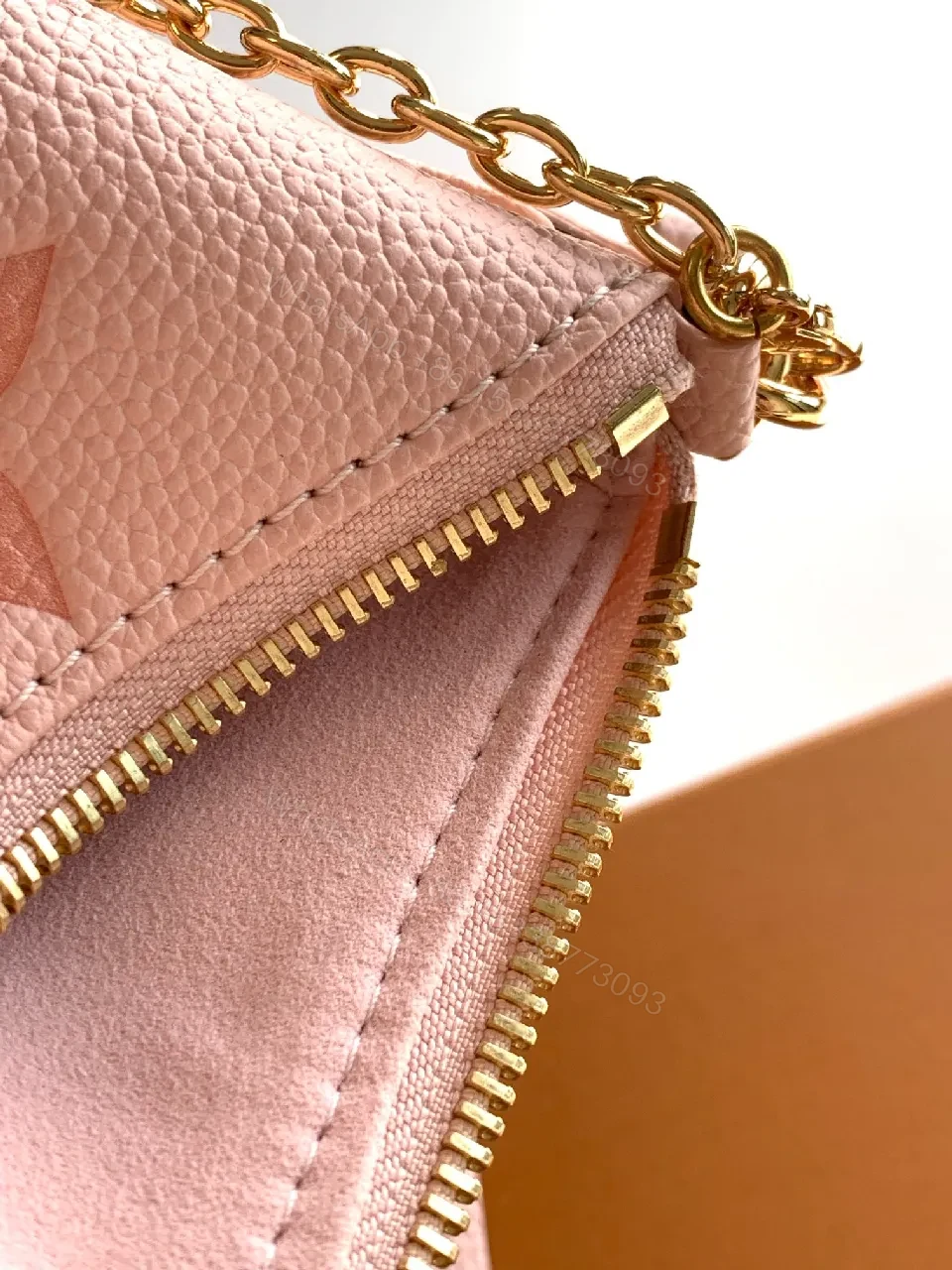 View 5 of Pink Textured Mini Crossbody: Chain Detail, Luxe Casual Style