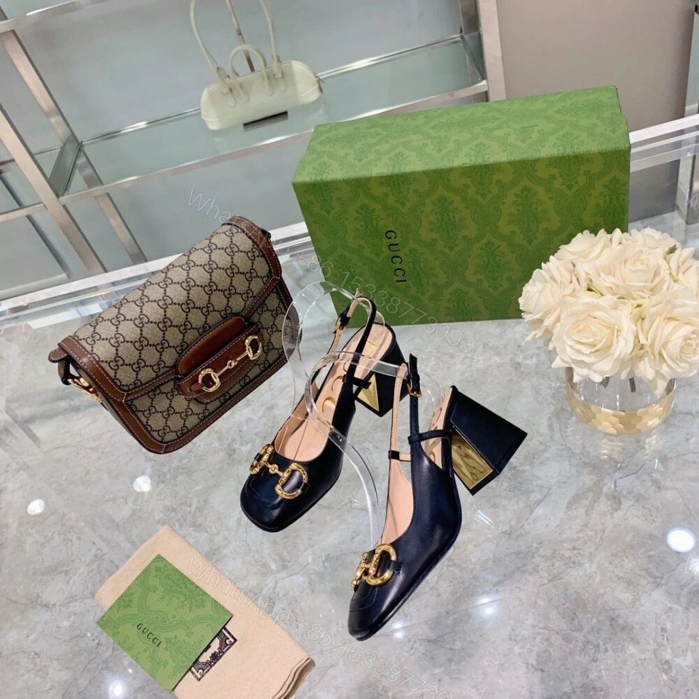 View 3 of Gucci Women’S Mid Heel Slingback With Horsebit Black ‎643892 C9D00 1000