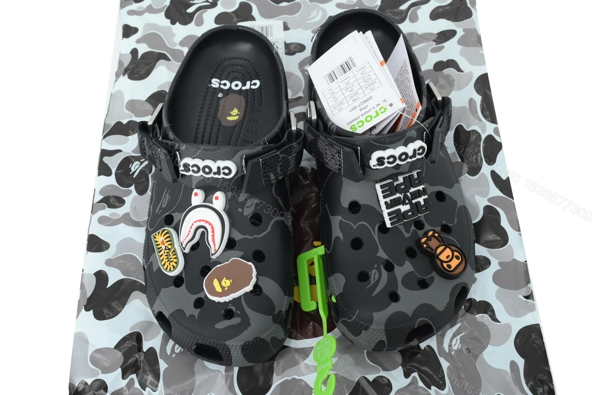 View 8 of BAPE x Crocs Classic Clog 'ABC Camo - Black'