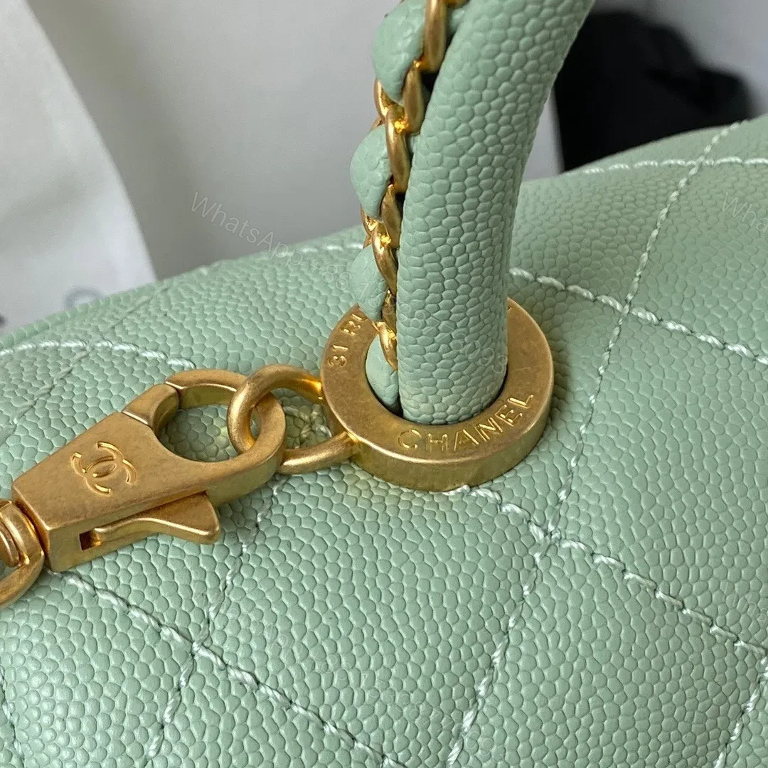 View 6 of Chanel Coco Pastel Blue Handbags With Lock Gold 24cm