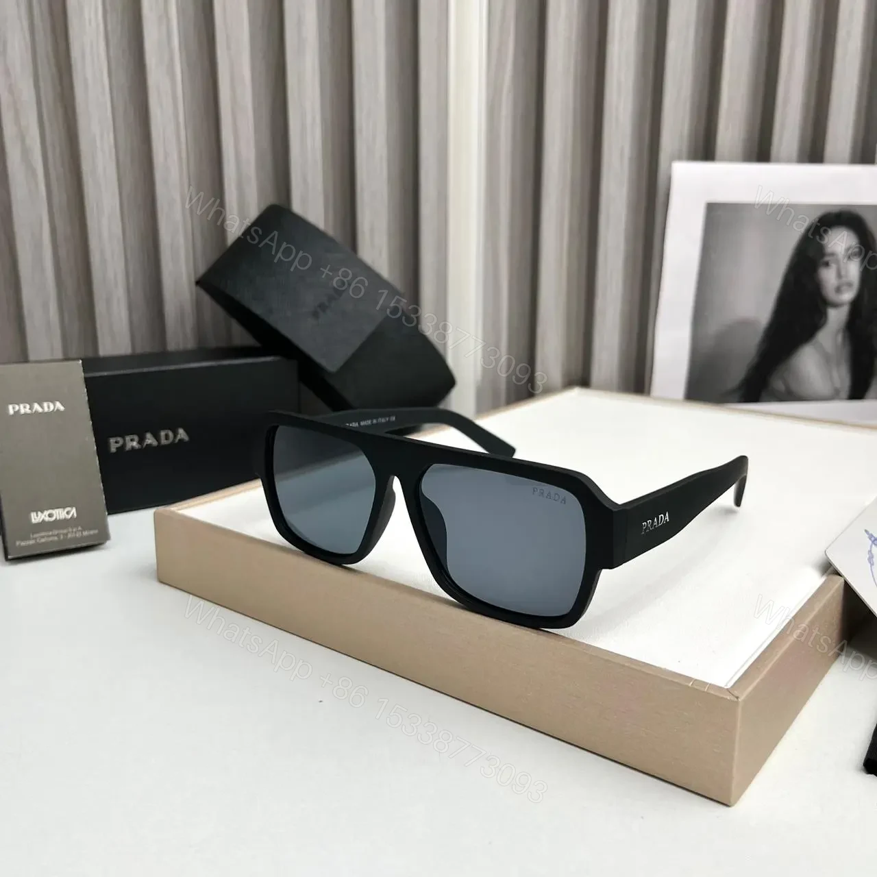 Prada Square Black Matte Sunglasses — view 1