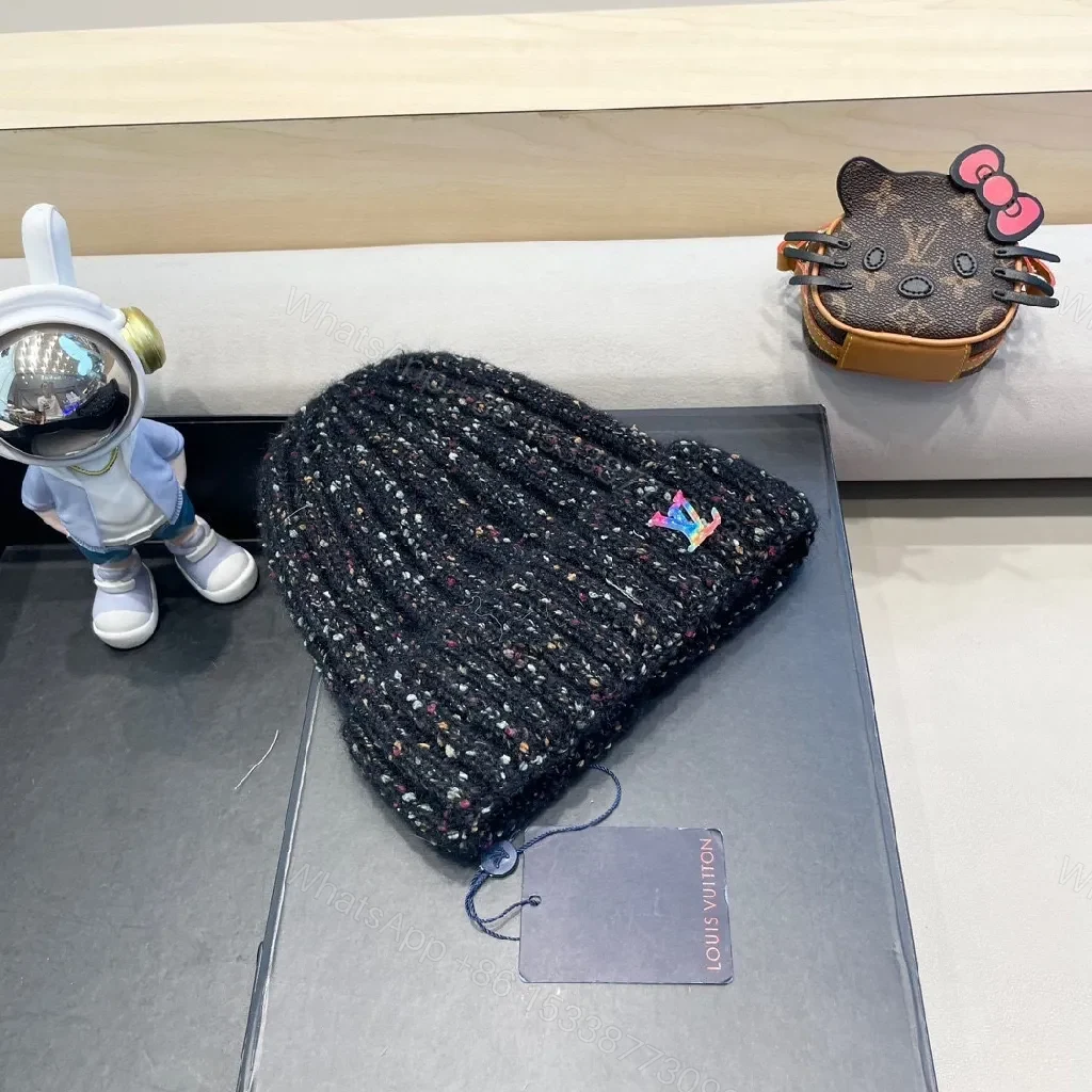 View 3 of Multicolor Bouclé Beanie with Subtle LV Accent