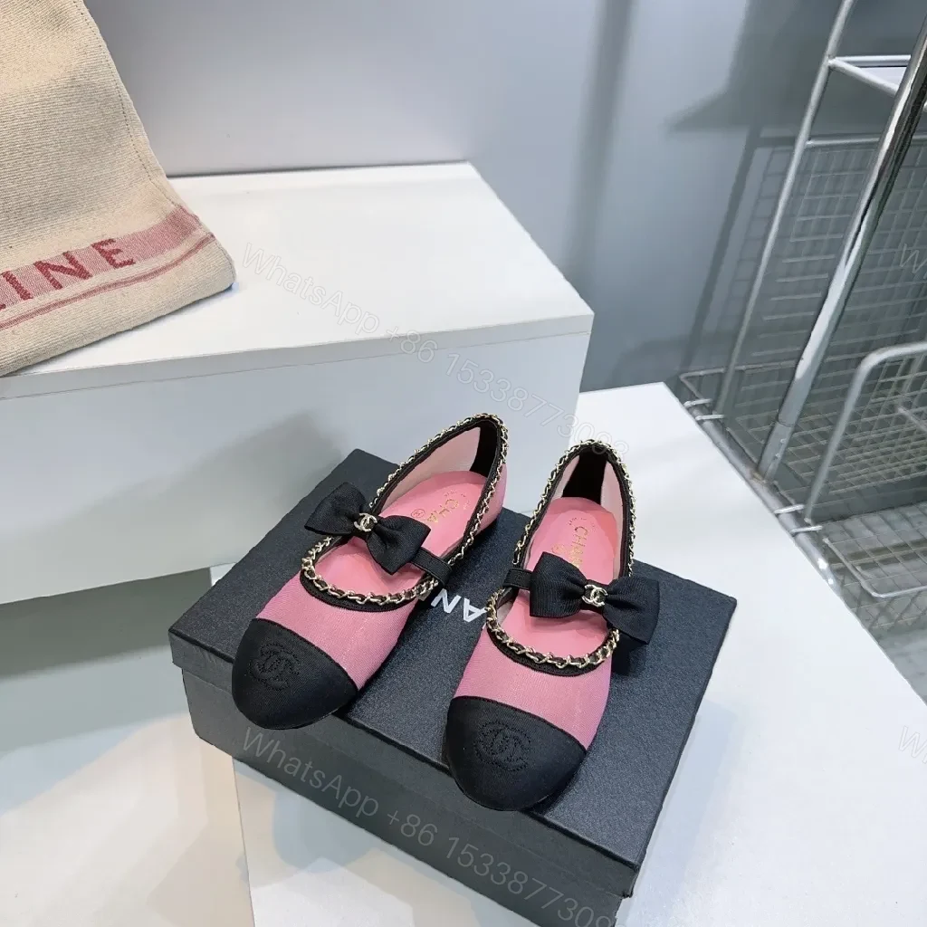 View 9 of Pink & Black Bow Espadrille Flats - Slip-On Comfort