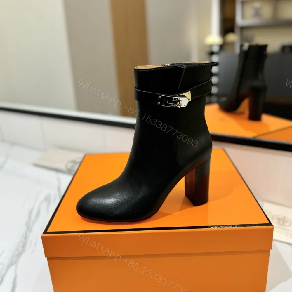 View 4 of 高仿Hermes*H182102Z02小牛皮高踭短靴黑色8.5CM免檢版