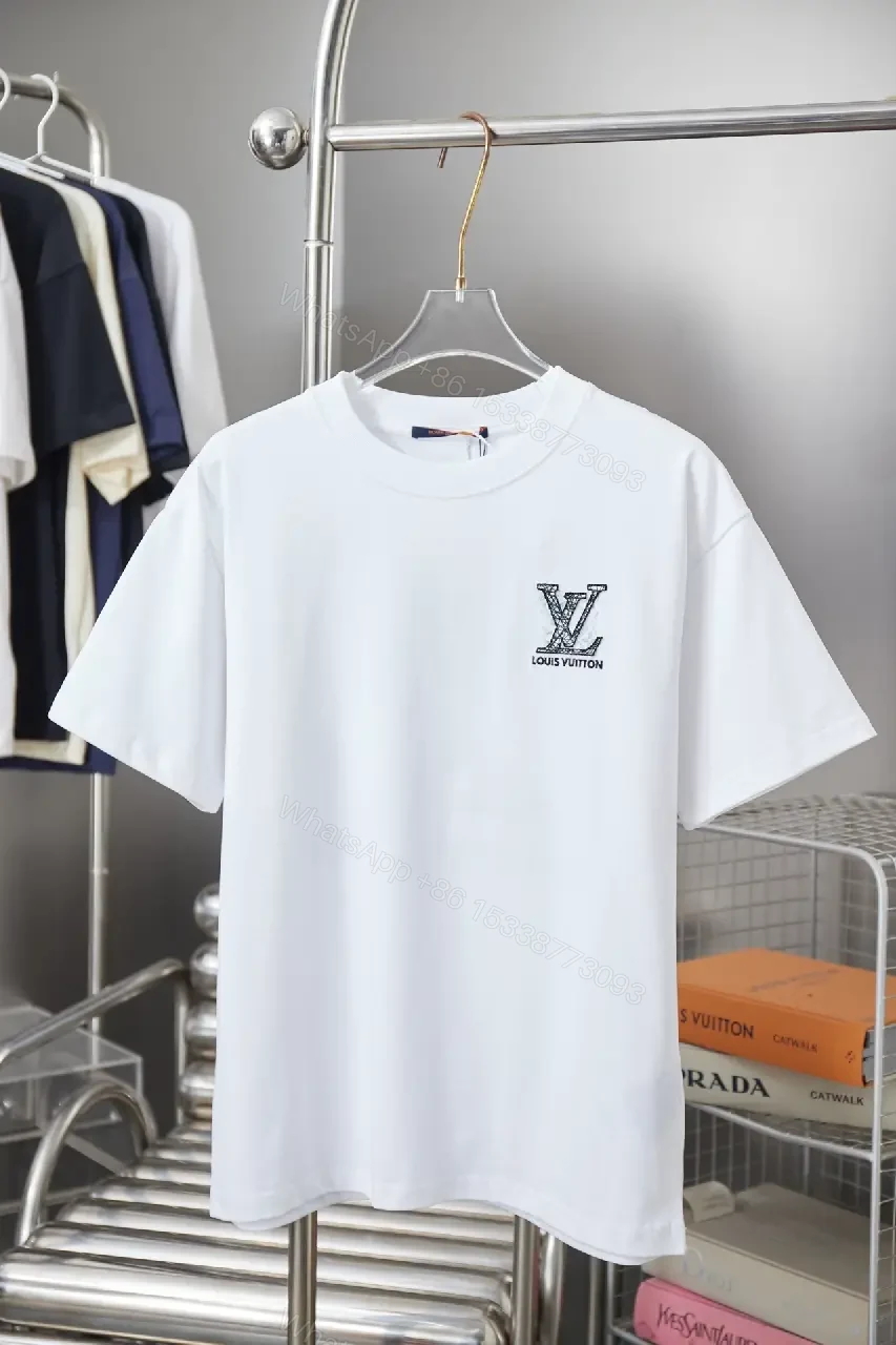 Minimalist White Tee with LV Stitch – Premium Everyday Essential — view 1