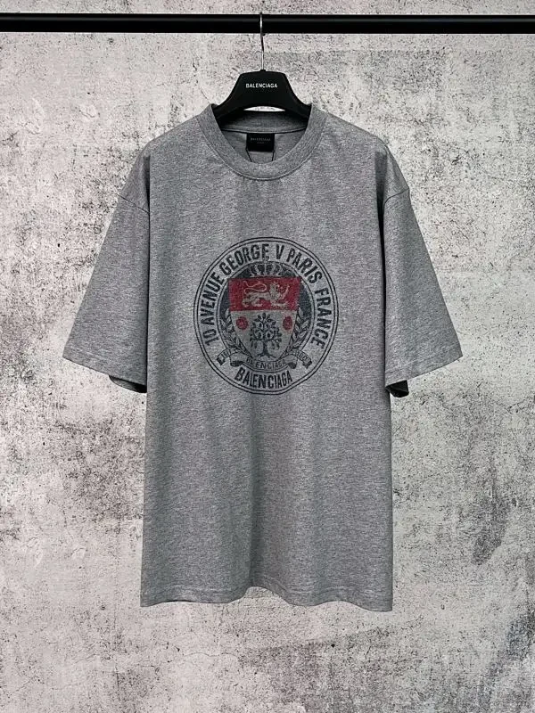 Grey Cotton Crest Tee - Vintage Crest, Relaxed Fit, Premium Texture — view 1