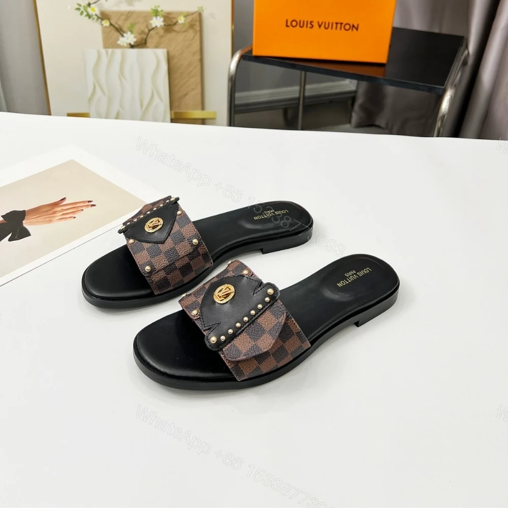 View 5 of LOUIS VUITTON LV FRAME FLAT MULE CACAO BROWN 1AHLR3
