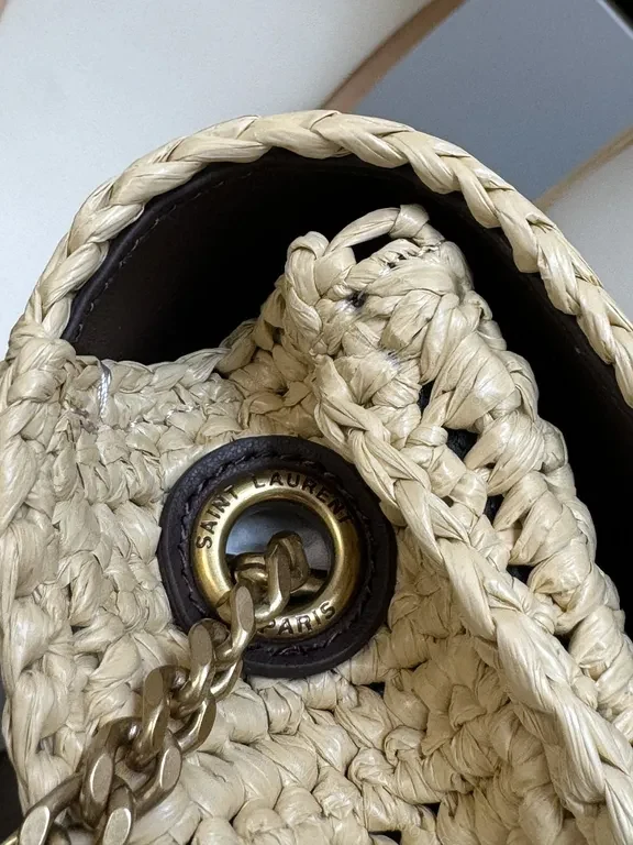 View 2 of Natural Raffia Tote with YSL Chain Hardware, Luxe Everyday Bag
