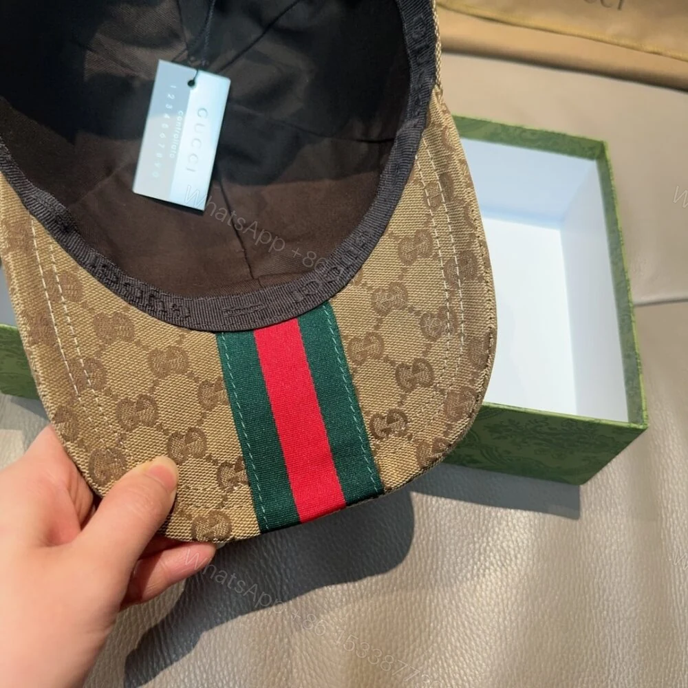 View 2 of Gucci GG Canvas Baseball Hat Camel And Dark Brown 807834 4HBA8 9766