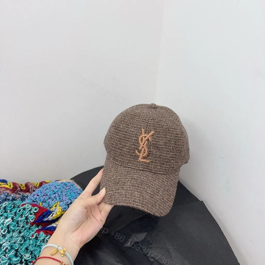 View 9 of Bruised Brown Wool-Blend Cap: Subtle Designer Monogram Cap