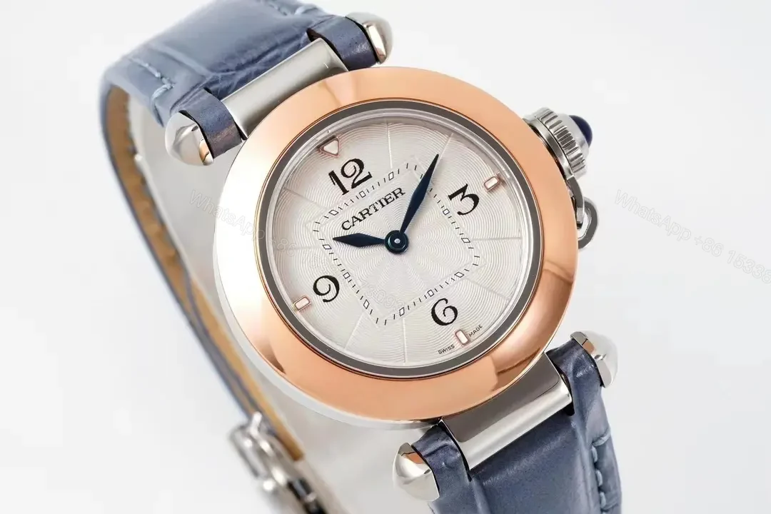 View 4 of Cartier Pasha de Cartier Women’s Watch – 30mm Rose Gold with Blue Leather Strap