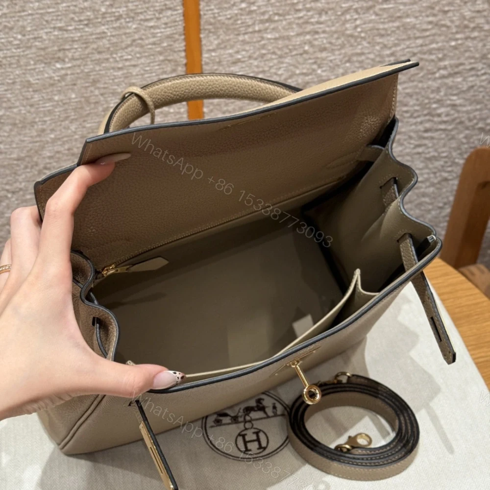 View 5 of 高仿Hermes*Kelly28系列H043230TCS2風衣灰金扣牛皮純手工