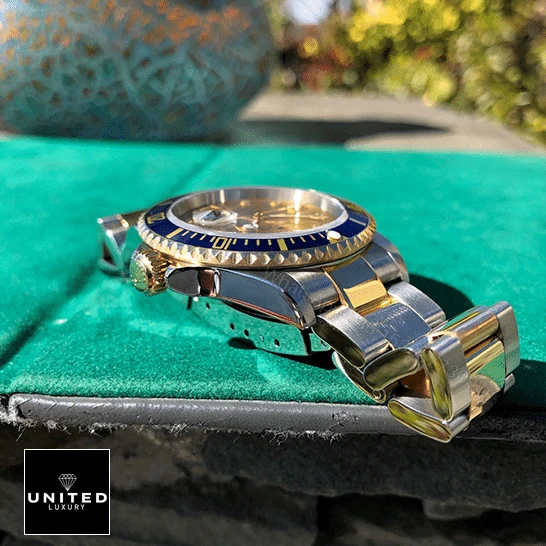 View 10 of Rolex Submariner Serti Two Tone Stainless Steel Gold Diamond 16613 Replica