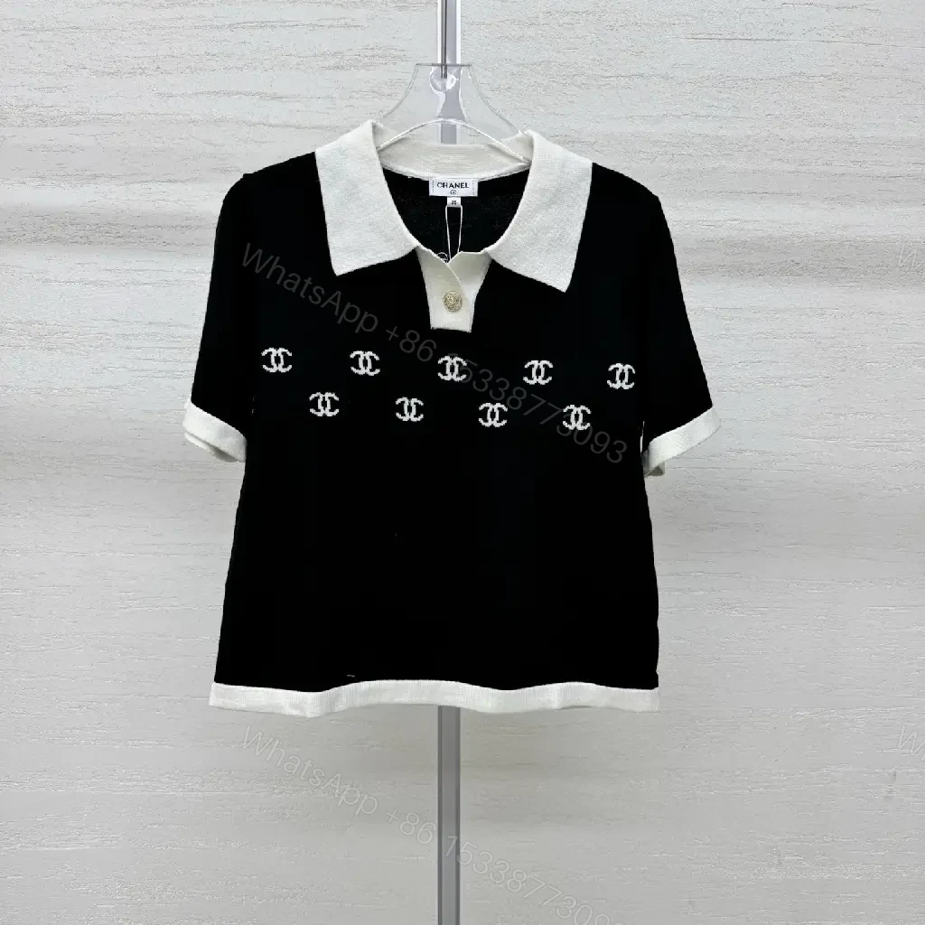 View 11 of Chic Polo Knit: Black White Logo Detail, Premium Style