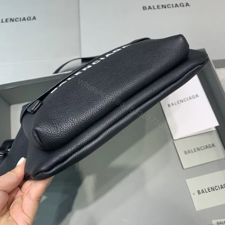View 4 of Pebble Leather Belt Bag â€” Street-Chic Luxury, Logo-Bold