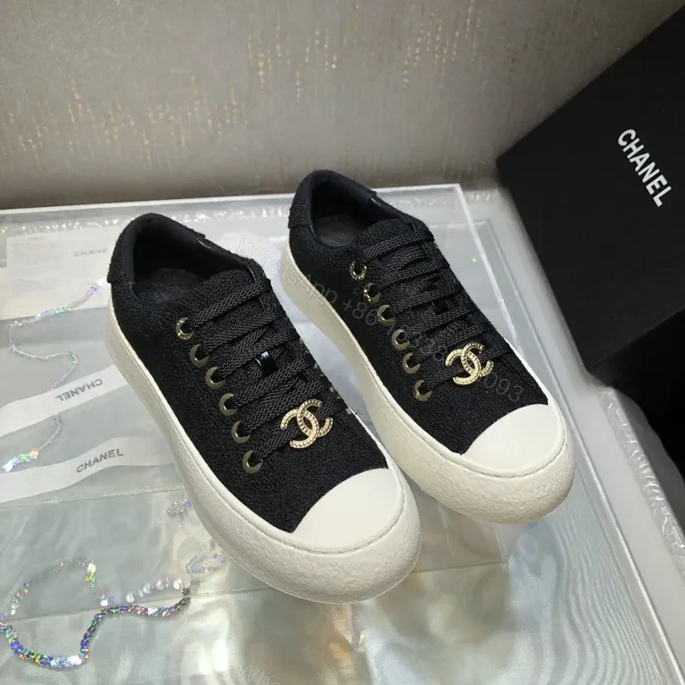 View 6 of Chanel-Inspired Canvas Sneakers: Black & White Luxe Comfort