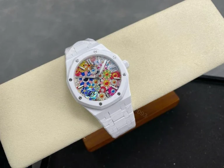 View 8 of Replica AP Royal Oak White Ceramic Celebration Dial 41mm