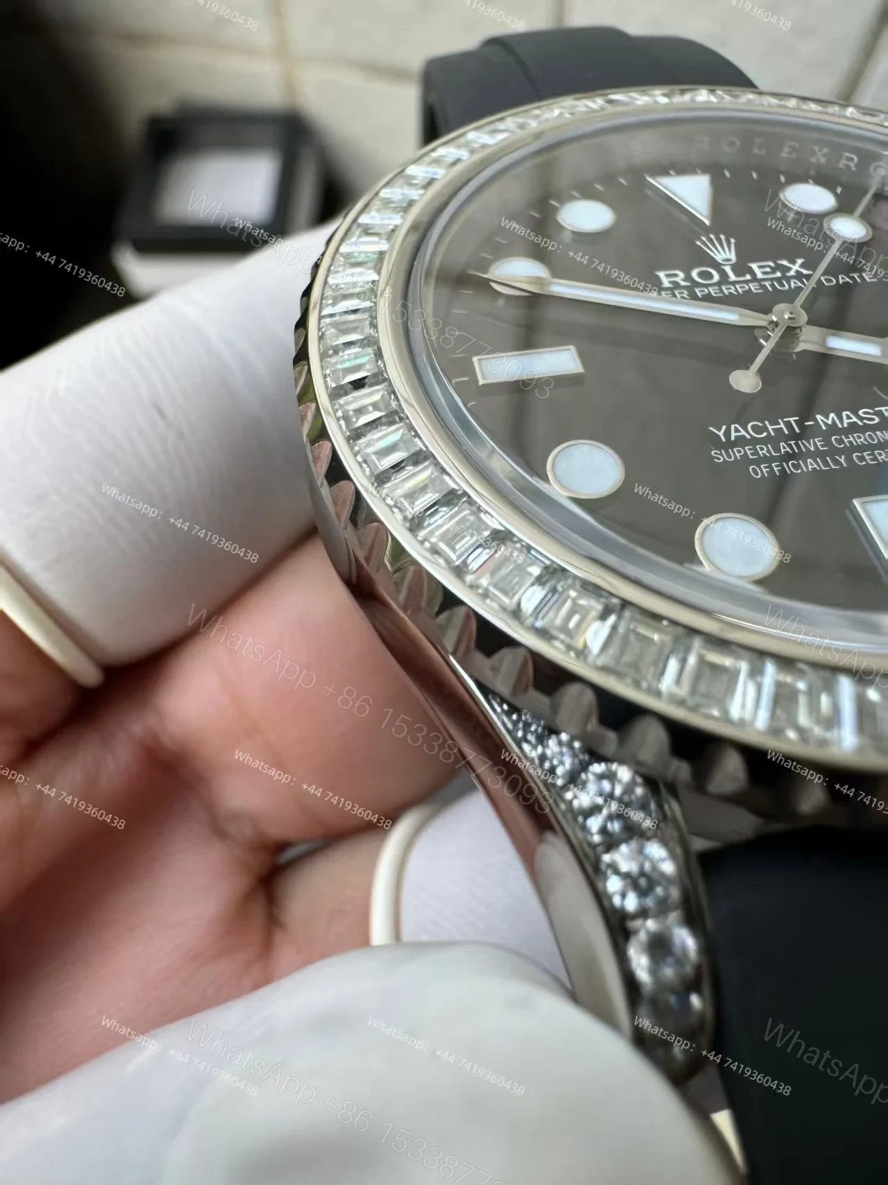 View 7 of Rolex Yacht-Master 226679TBR 1:1 Replica 42MM Moissanite Diamond Lugs and Dial 3235 Movement Super Clone Watch