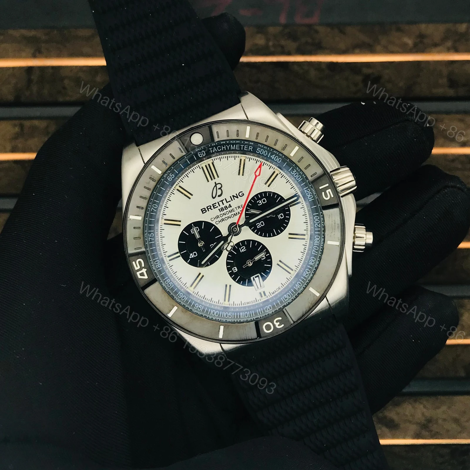 View 2 of Breitling Chronomat B01 Chronograph 42mm Mens Watch Silver Rubber